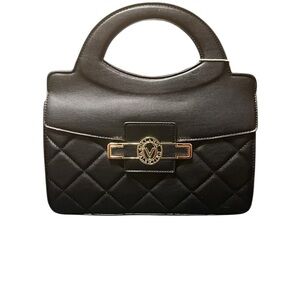 Valentino Orlandi Black Quilted Clutch With Detachable Shoulder Strap NWT